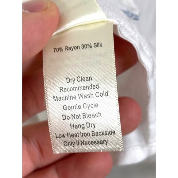 ECRU Womens XL White Sheer Silk Button Up Long Sleeve Work Wear Casual Shirt Top - Picture 5 of 6